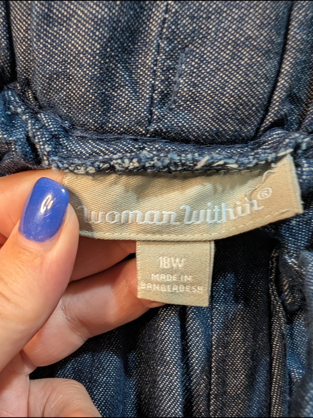 Woman Within Indigo Wide Leg 100% Cotton Chambray Denim Pants New Without Tags - Picture 3 of 7